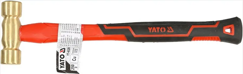 Молоток з мідним обухом YATO m= 300 г, скловолокниста ручка [6/48]