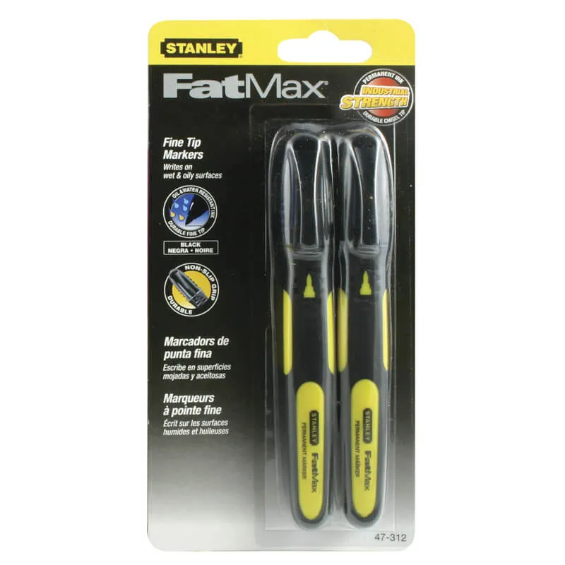 Набор з двох плоских маркерів FatMax® із загостреним наконечником і стійким чорним чорнилом STANLEY 0-47-312 — Photo 2
