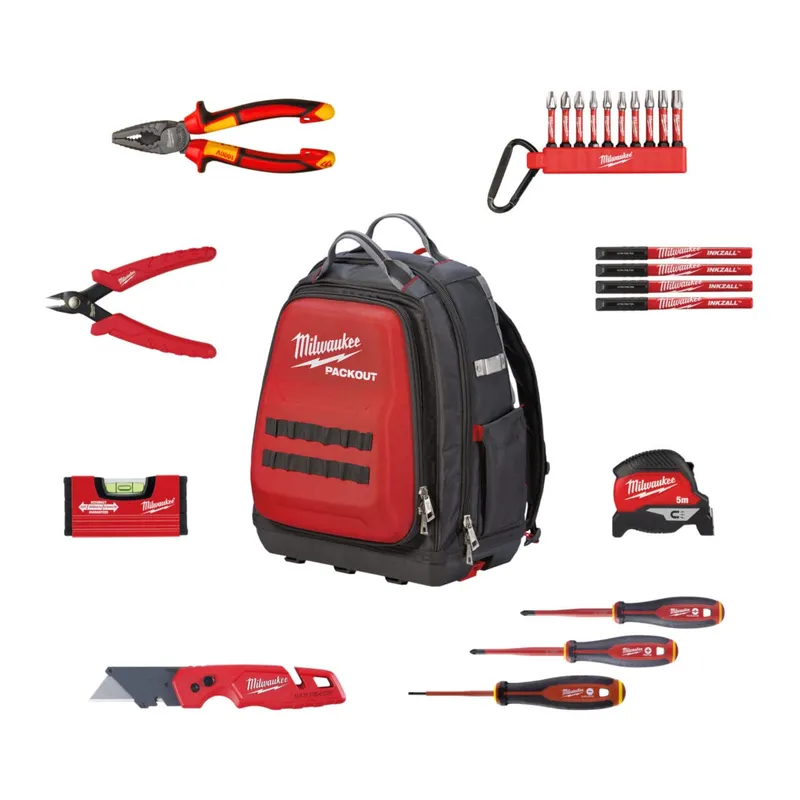 Набір ручного інструмента електрика PACKOUT MILWAUKEE, (23шт) в рюкзаці