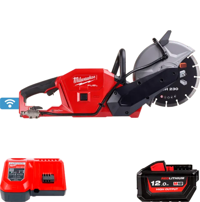 Машина відрізна акумуляторна безщіткова MILWAUKEE, M18 FCOS230-121, діаметр 230мм (зарядний пристрій М12-18 FC, 1 акумулятор М18