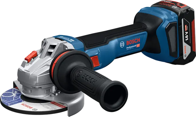 Акумуляторна бещіткова кутова шліфмашина Bosch GWS 18V-11 S + (1x акумулятора GBA 18V 5.0Ah + Професійний шкидкозарядний пристрій GAL 1880 CV + L-BOXX 136)