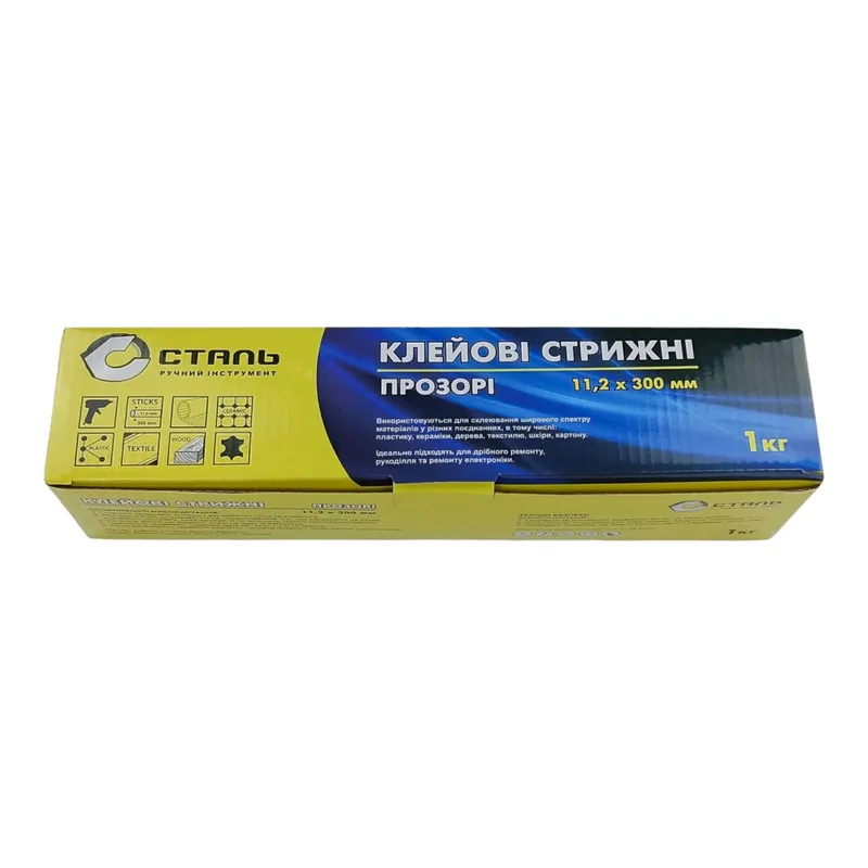 Клейові стрижні - 11,2х300мм 1кг ПРОЗОРІ в Коробці СТАЛЬ 80170