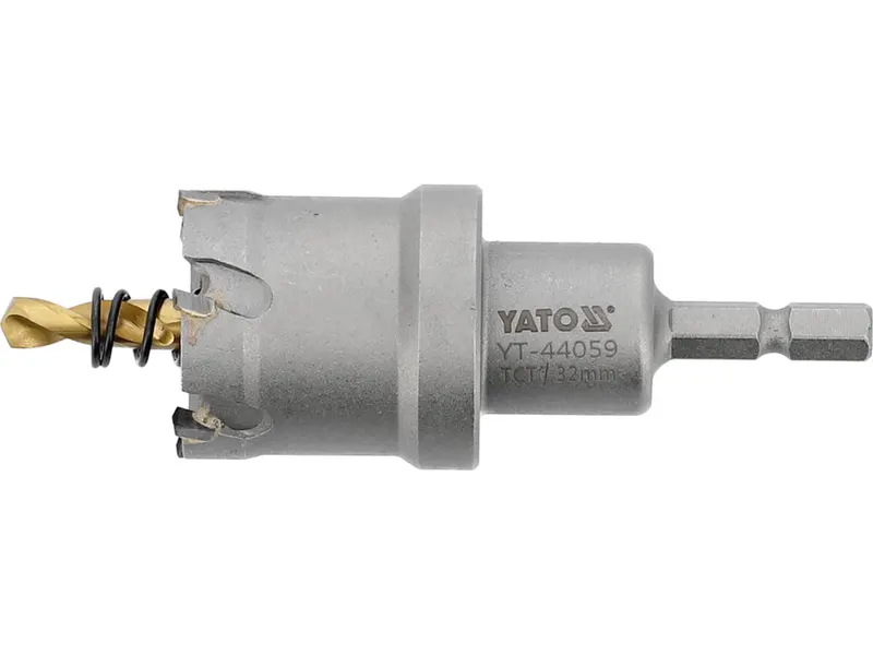 Свердло коронка по металу TCT YATO: Ø32 x103 мм, товщ. до 25мм, з напрямним, 6-гран. хвост 1/4" [10]