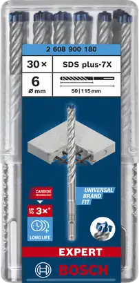 30 Бурів SDS Plus-7X д / арм.бетона 6x50x115мм EXPERT — Photo 1