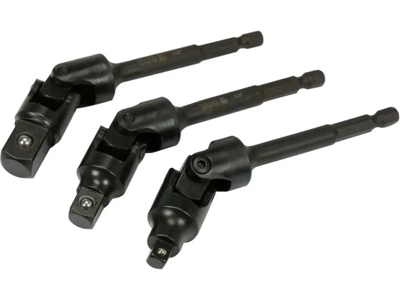Тримачі-адаптери торц головок шар YATO: з 6-гран.- 1/4" до квадр-1/4",3/8",1/2", L= 125мм, Cr-V, 3шт — Photo 1