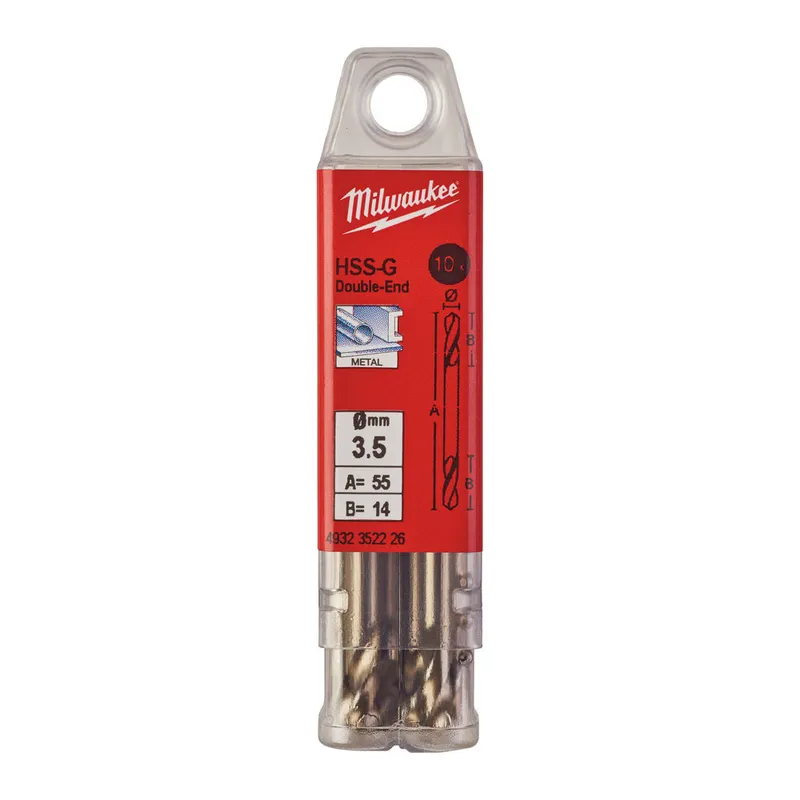 Свердло по металу HSS-G MILWAUKEE, DIN 1412 C, діаметр 3,5х52х14мм, двостороннє, (10шт)