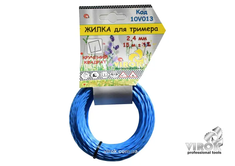 Жилка для тримера "Кручений КВАДРАТ" TM VIROK : Ø= 2.4 мм, l= 15 м