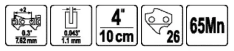 Шина для пили YATO l= 4"/ 10 см (26 ланок) .Т-0,043" (1,1 мм)для ланцюгів YT-828135, YT-828136 [250] — Photo 1
