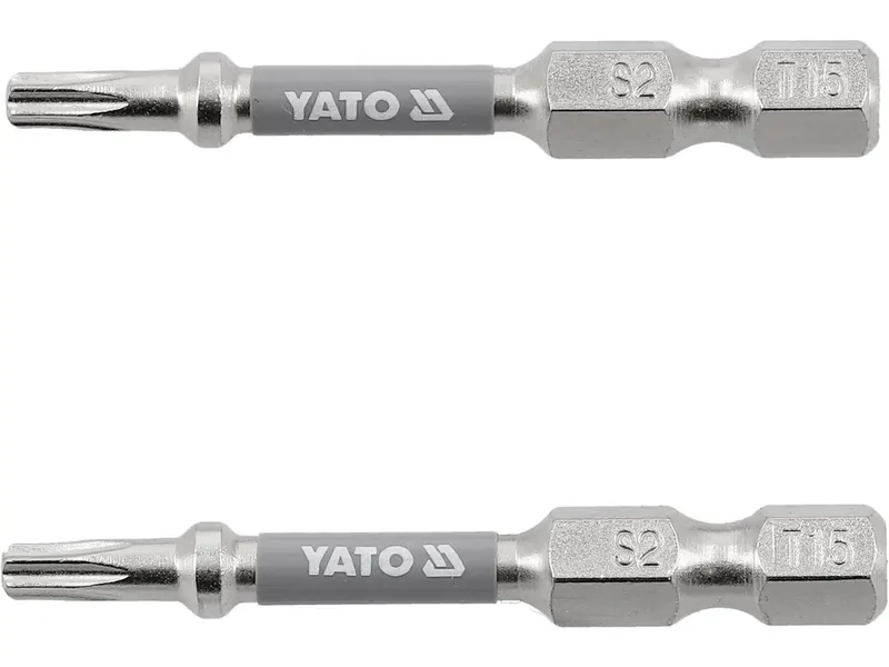 Насадка викруткова YATO TORX T15 х 50 мм. HEX 1/4", нікель, 2 шт.[10]