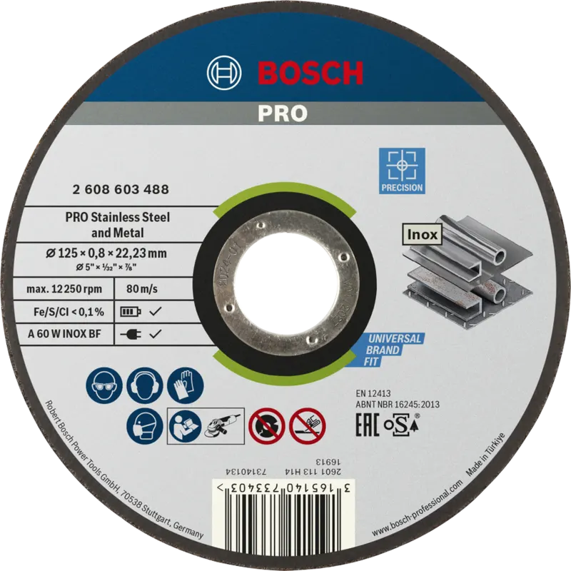 PRO Прямий відрізний круг по нержавіючій сталі Bosch A60 W INOX BF, 125 мм