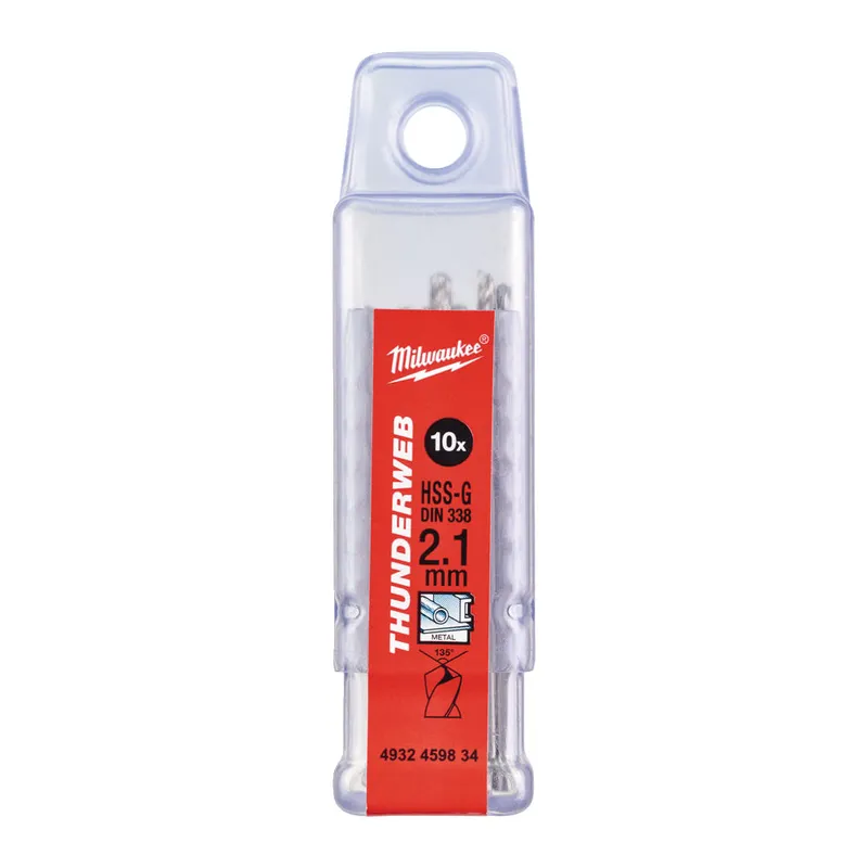 Свердло по металу THUNDERWEB HSS-G MILWAUKEE DIN338, Ø2,1х49мм, (10шт)