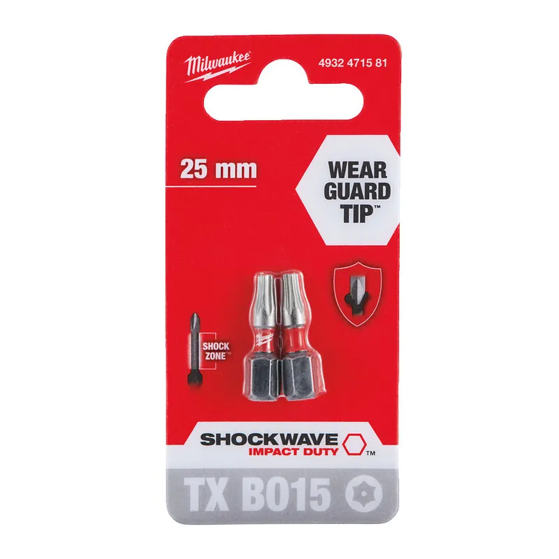 Біта SHOCKWAVE MILWAUKEE, TX BO15, 25мм, (2шт) — Photo 1