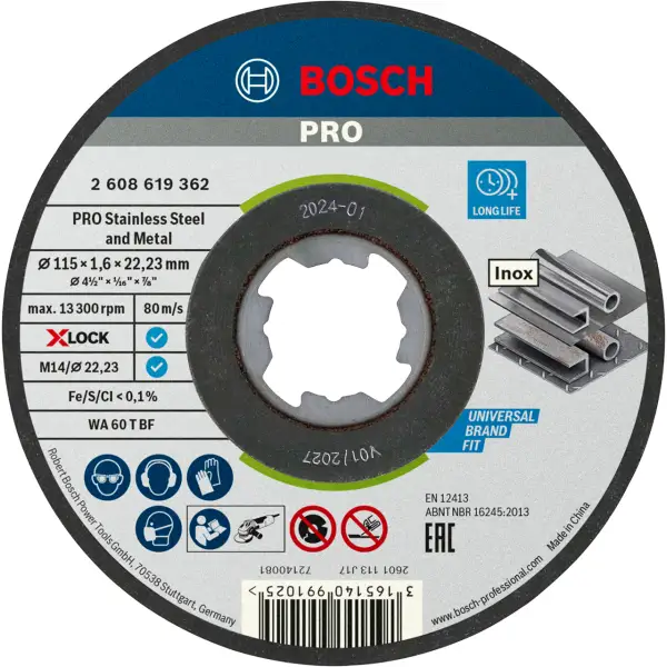 PRO X-LOCK Відрізний диск for Inox 115x1.6x22.23мм прямий