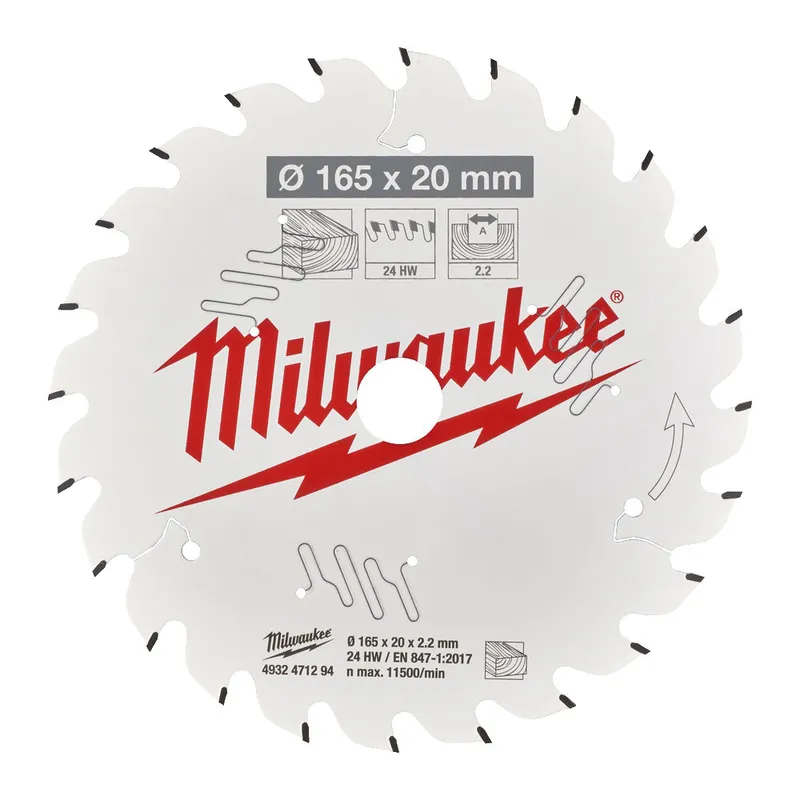 Диск пиляльний PFTE MILWAUKEE, O165х20х2,2мм, 24 зуб. — Photo 1