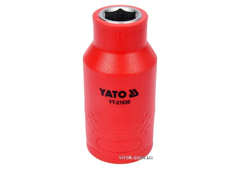 Головка торц. діелектр. 6-гранна YATO : квадрат 1/2", М= 10 мм, L= 55/38 мм,VDE корпус до 1000V (DW)