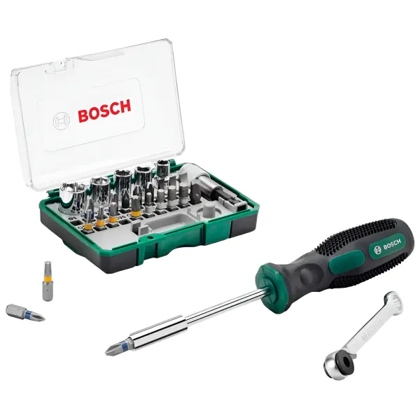 Набір біт Bosch 27 шт. + ручна викрутка + тріскачка
