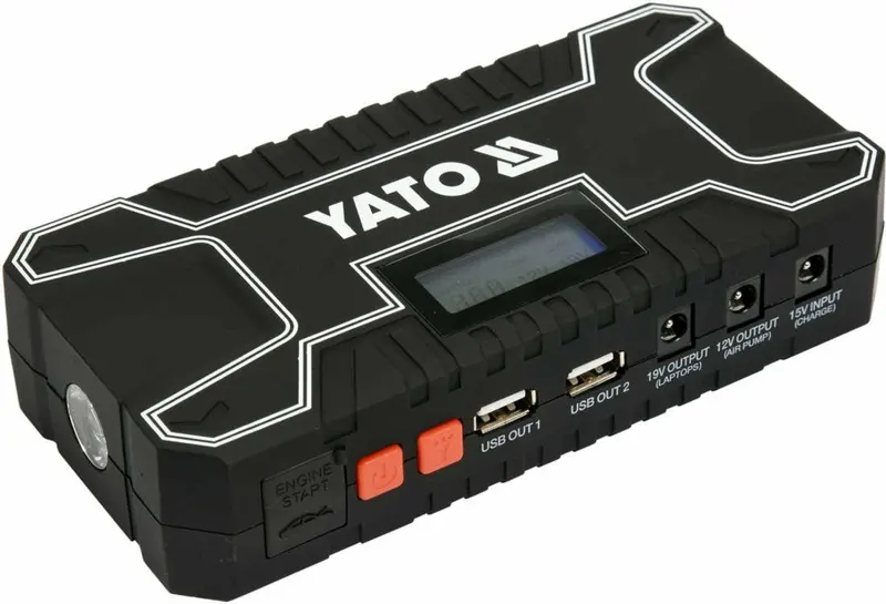 Пускова-зарядна батарея Li-Pol YATO ємність 12 Агод, 300/500 А, живлення через USB: 5В, 2А [10/160]