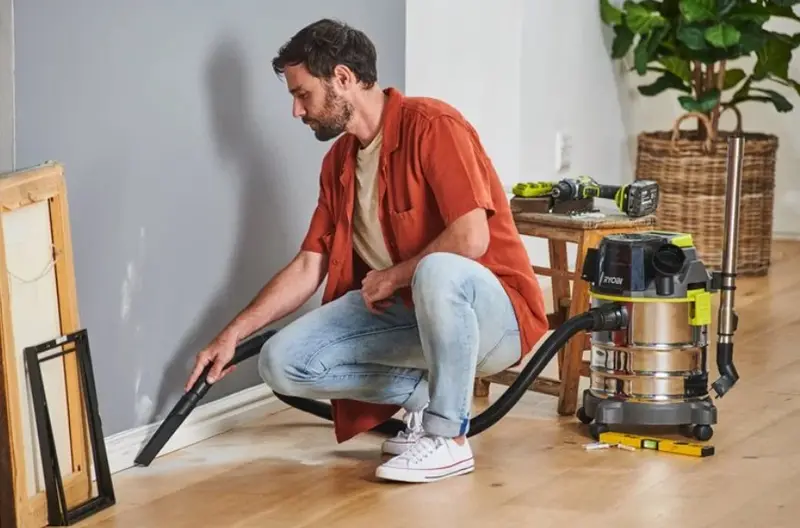 Пилосос акумуляторний будівельний RYOBI R18WDV-0 ONE+ (+ Всмоктуючий шланг, ручка, телескопічна штанга, насадка для підлоги, щіл — Photo 3