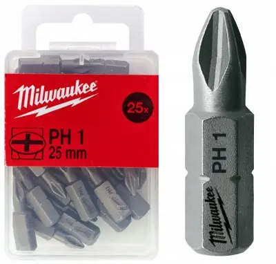 Біта MILWAUKEE, PH3, 25мм, (25шт), пластикова коробка — Photo 2