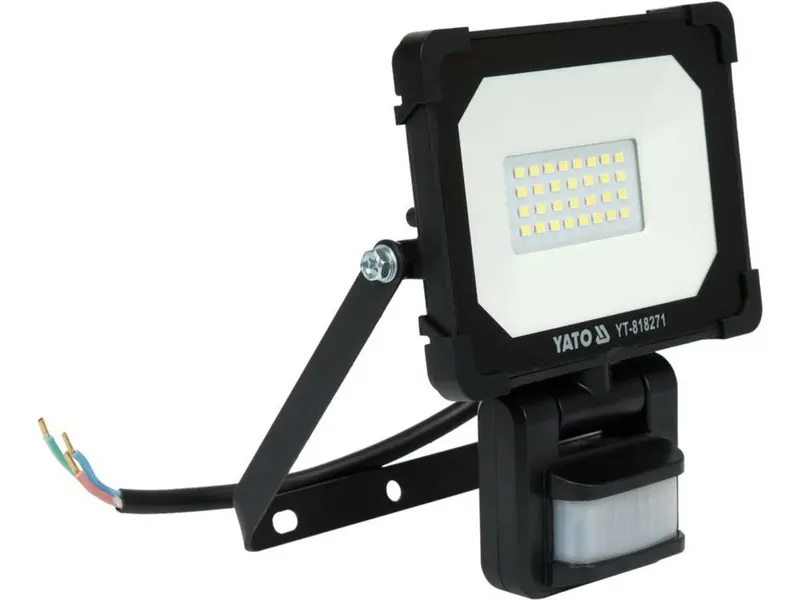 Прожектор з SMD-діодним випромінювачем і датчиком руху YATO : 20 Вт, 230 В, 1900 лм, 30 діодів [16] — Photo 2
