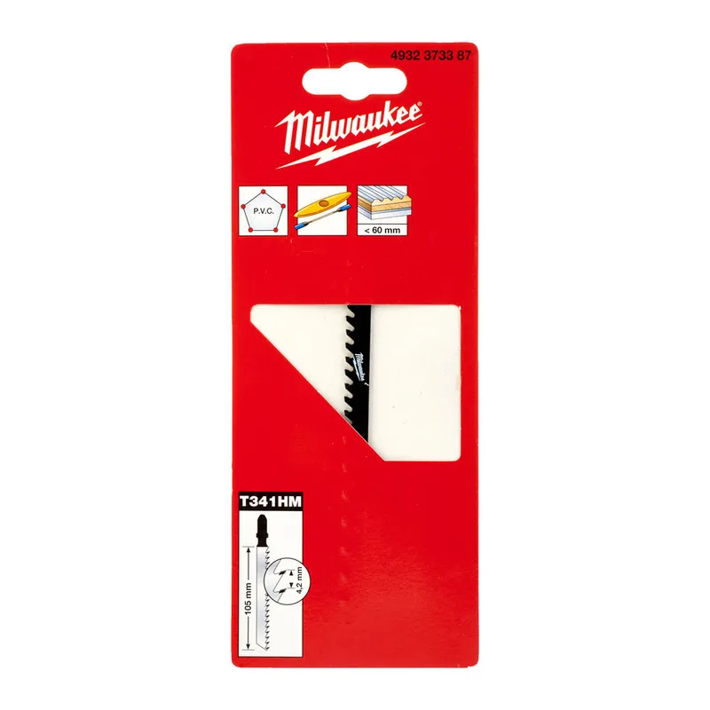 Полотно для лобзика T341HM MILWAUKEE, 105мм/ крок зуба 4,2мм, (скловолокно, акрил)