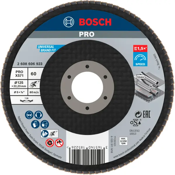 PRO Пелюстковий шліфкруг X571 Best for Metal and Inox 125 мм K60 кут.