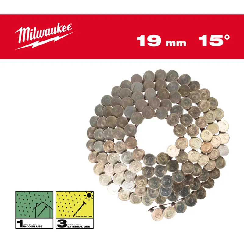 Цвяхи в котушці MILWAUKEE, з круглою головкою, 15 /3.05 x 19мм / RS (2880шт)