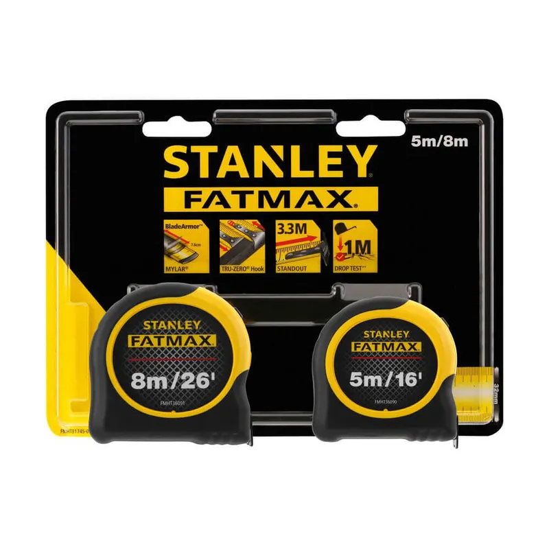 Рулетки вимірювальні FatMax®, 5м/16х25мм + 8/26х25, в хромованому корпусі STANLEY FMHT81745-0 — Photo 2