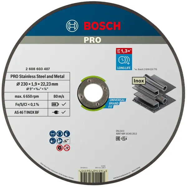 PRO Відрізний круг Bosch PRO по нержавіючій сталі та металу 230мм