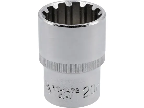 Головка торцева YATO : квадрат 1/2", "Spline", M= 20 мм, L= 38 мм [12/120/240]