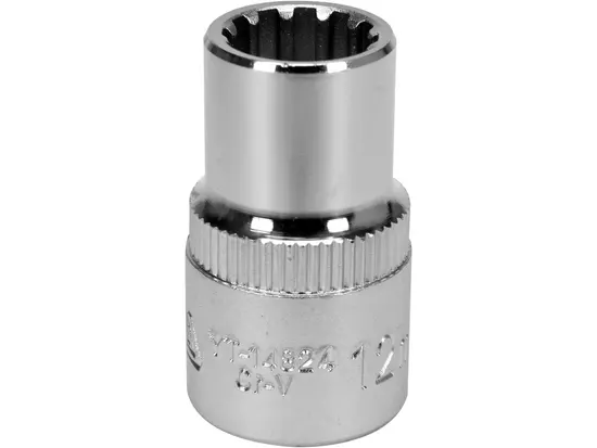 Головка торцева YATO : квадрат 1/2", SPLINE M12 мм, L= 38 мм. CrV [Блістер] [10/200]
