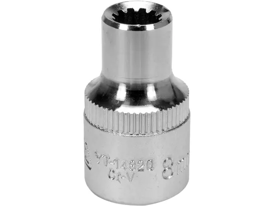 Головка торцева YATO : квадрат 1/2", SPLINE M8 мм, L= 38 мм. CrV [Блістер] [10/200]