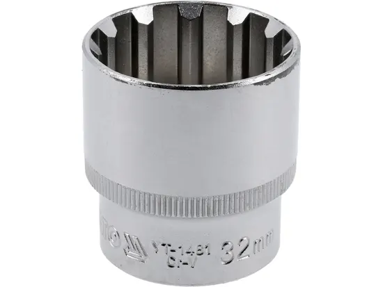 Головка торцева YATO : квадрат 1/2", "Spline", M= 32 мм, L= 45 мм [6/60/120]