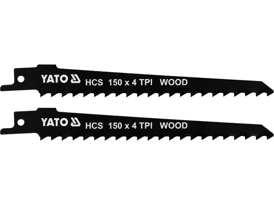 Полотна по дереву, до шаблевої пили YATO : l= 150 мм, h= 1.2 мм, 4 зуби/1", 2 шт. [10/200]