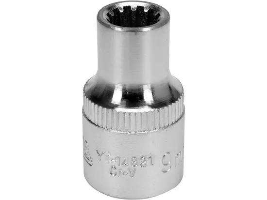 Головка торцева YATO : квадрат 1/2", SPLINE M9 мм, L= 38 мм. CrV [Блістер] [10/200]