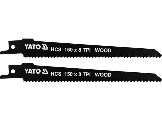 Полотна по дереву, до шаблевої пили YATO : l= 150 мм, h= 1 мм, 8 зубів/1", 2 шт. [10/200]