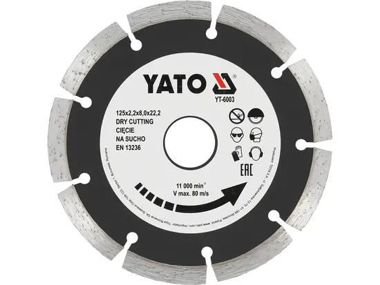 Диск алмазний сегмент YATO : "SEGMENT" Ø= 125x8.0x22,2 мм. H= 2,2 мм [20/160]