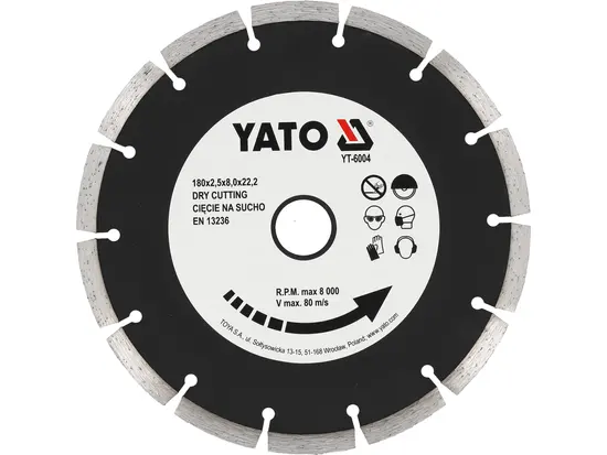 Диск алмазний сегмент YATO : "SEGMENT" Ø= 180x8,0x22,2 мм. H= 2,5 мм [15/60]