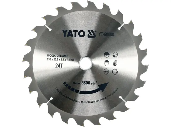 Диск пиляльний победітовий по дереву YATO: 160x20x2.2x1.5 мм, 60 зубців, R.P.M до 9500 1/хв [25/50]