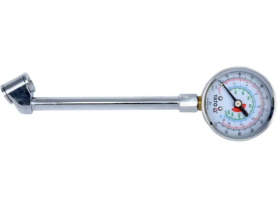 Манометр до коліс вантажних авто YATO : L= 140 мм, P= 0-15 Bar (220 PSI) [25/100]