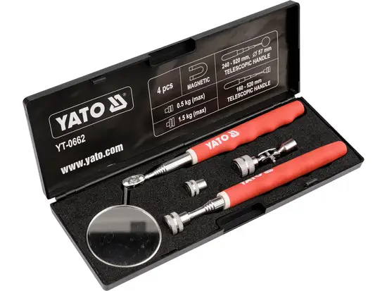 Схоплювач магнітний + зеркало на телескопічних тримачах для огляду YATO, наб. 2 елем. [10/40]