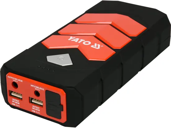 Пускова батарея Li-Pol YATO ємність 9 АГ, 200/400 А, вихід: 12 В, 3,5 А, через USB: 5В, 2А [10]