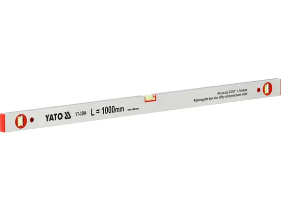 Рівень алюмінієвий YATO : L= 100 см, 3 капсули [10/40]