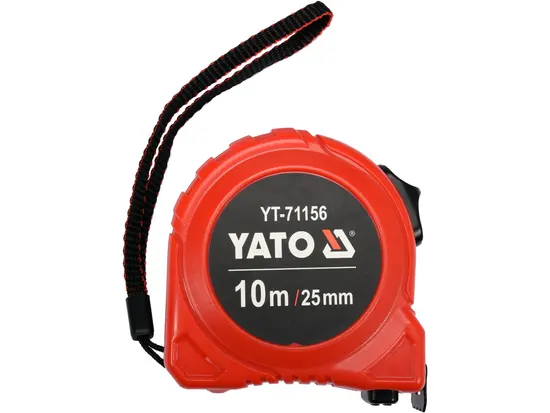 Рулетка YATO : L=10м x25мм, з сталевою стрічкою, нейлоновим покриттям, подвійним блокуванням [6/36]