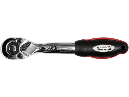 Тріщатка YATO : квадрат 1/4", L= 145 мм, 72T, вигнута ручка [12/24/96]