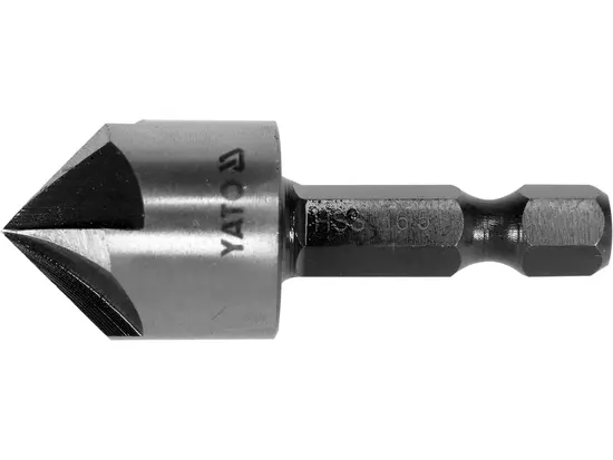 Зенкер конічний по металу YATO : HSS, Ø= 16.5 мм, l= 45 мм, 5 пругів, HEX- 1/4" [25/100]