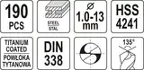 Свердла по металу титанові YATO : HSS-TiN Ø= 1-13 мм. компл. 190 шт [5/90] — Photo 11