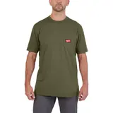 Футболка MILWAUKEE WTSSGN-XXL, з карманом та коротким рукавом, зелена, (розмір XXL) — Photo 3