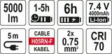 Прожектори 2 шт. 2828 SMD-діодні YATO: акумул. 4,7 В, 500-5000 Lm, на штативі h= 95-140 см [2] — Photo 13