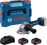 Акумуляторна бещіткова кутова шліфмашина Bosch GWS 18V-11 (2 акумулятори GBA 18V 5.0Ah + Професійний швидкозарядний пристрій GAL 1880 CV + L-BOXX 136) — Photo 3